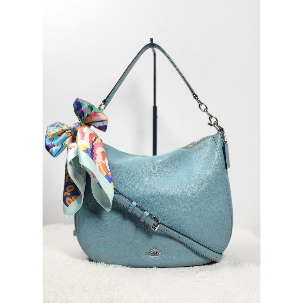 Authentic Coach Chelsea Hobo 32 | Cloud Blue Pebbled Leather | Style F58036